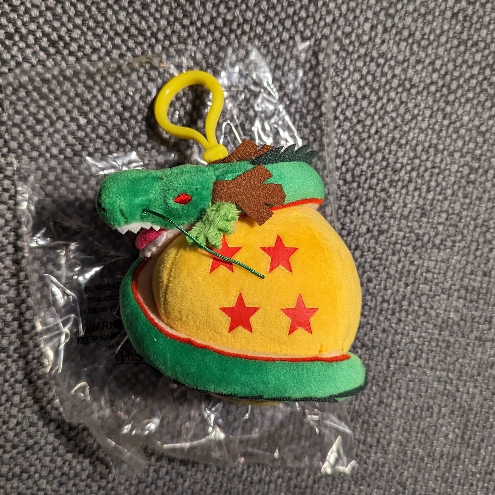 Dragon Ball Z Plush Keychain Charm Shenron Around Yellow Ball w Red Stars